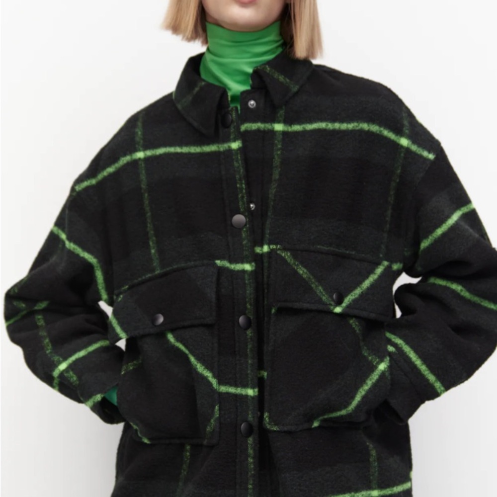 Zara Plaid Padded Overshirt Shacket